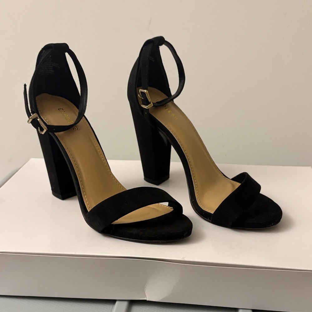Express Black Ankle Strap Heels